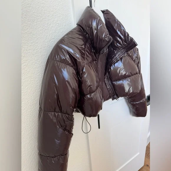 Zara Cropped Brown Puffer Jacket - Picture 4 of 5